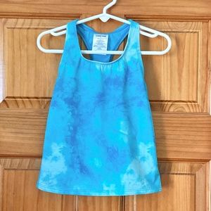Girls size 6 Lands’ End blue tie-dye swim tank top